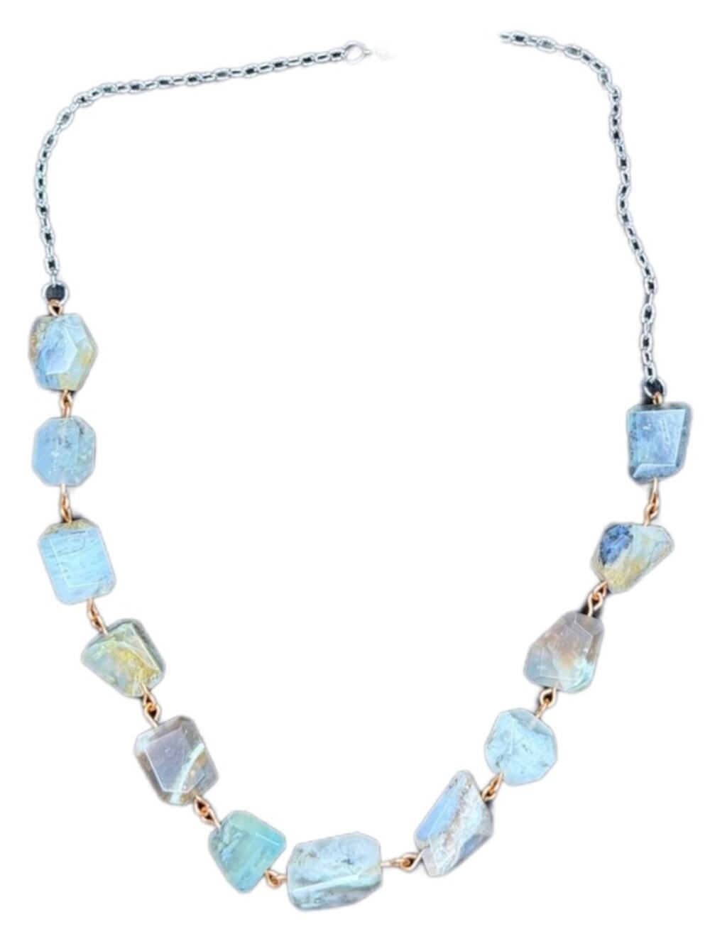 Peruvian Opal necklace with copper handmade chunky